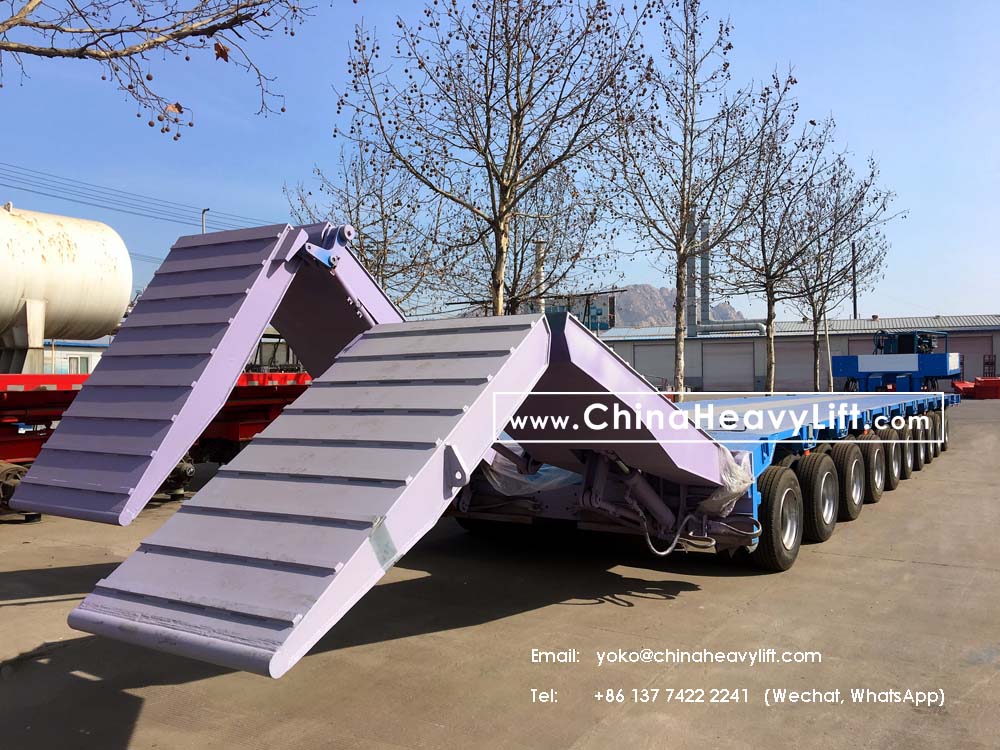 Extendable Lowbed Semi Trailer with Hydraulic suspension and steering, www.chinaheavylift.com