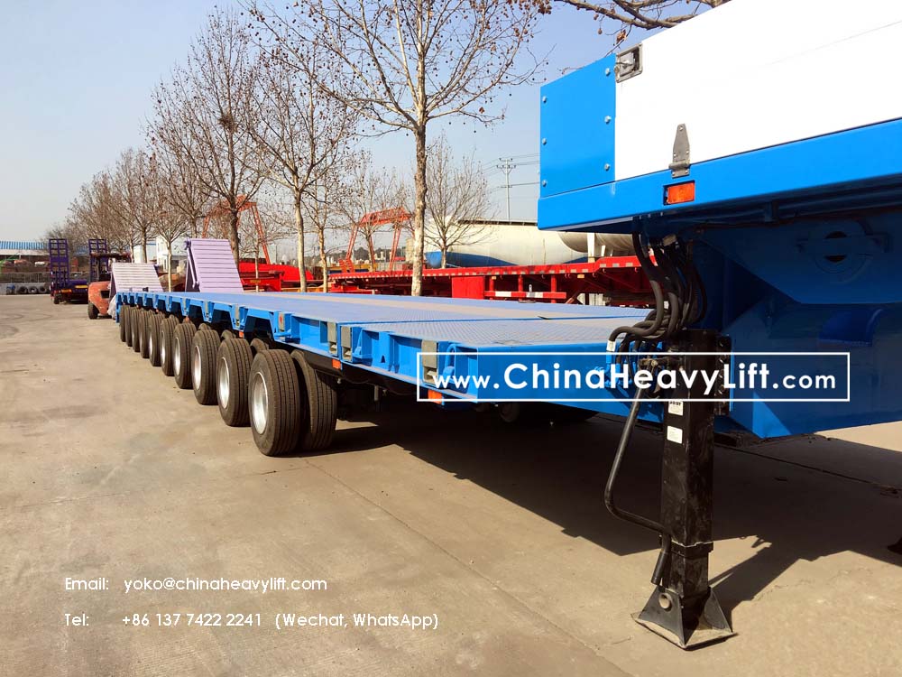 Extendable Lowbed Semi Trailer with Hydraulic suspension and steering, www.chinaheavylift.com